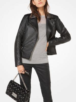 michael kors studded leather jacket|michael kors faux leather jacket.